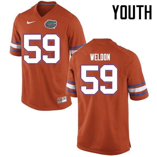 Florida Gators Youth #59 Danny Weldon College Football Jersey Orange